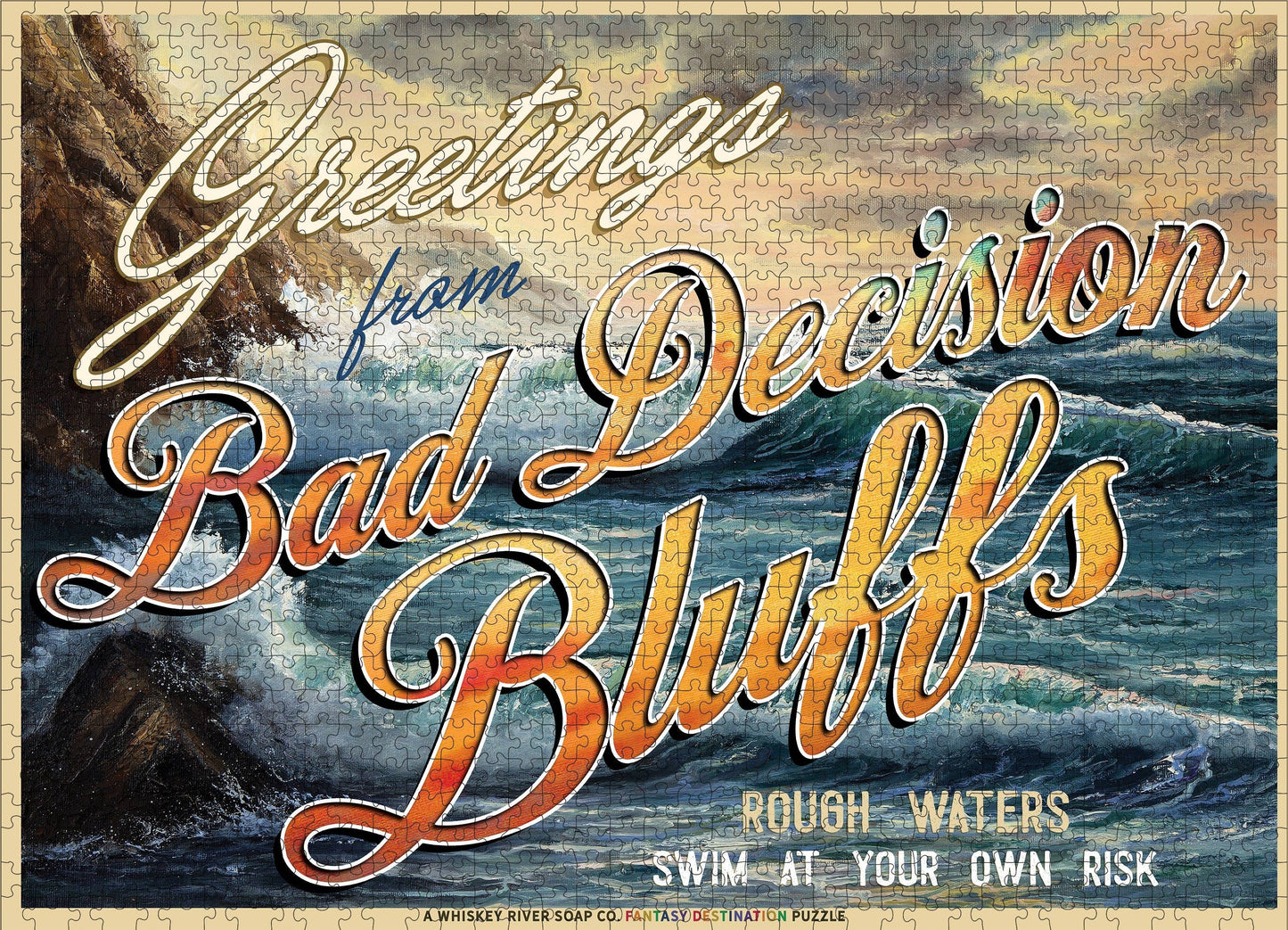Greetings from Bad Decision Bluffs | Funny Puzzle