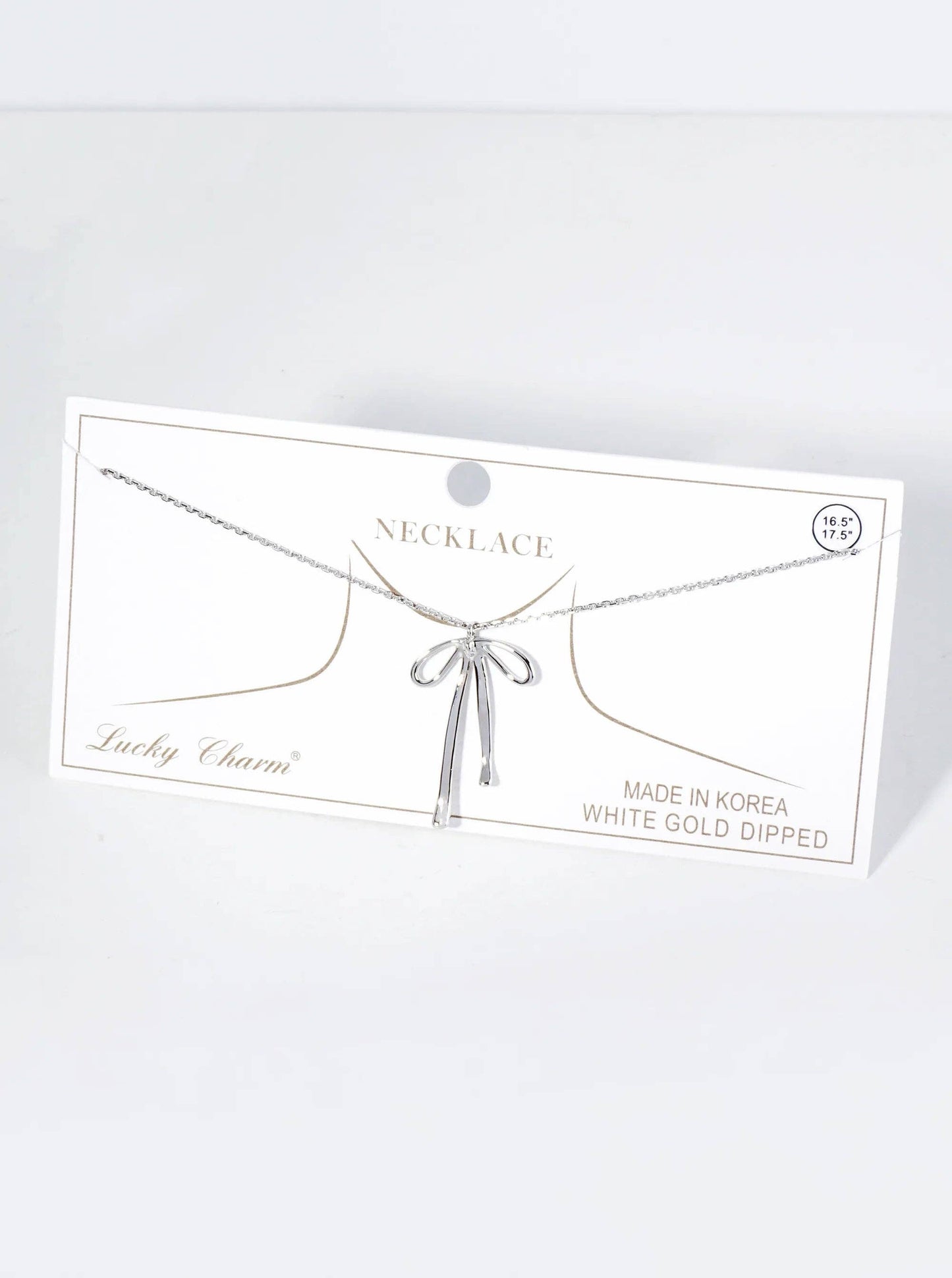 18K Gold Dipped Brass Ribbon Bow Pendant Necklace