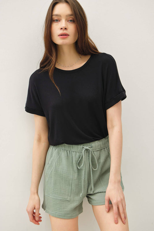 CLASSIC CUT COTTON GAUZE SHORTS