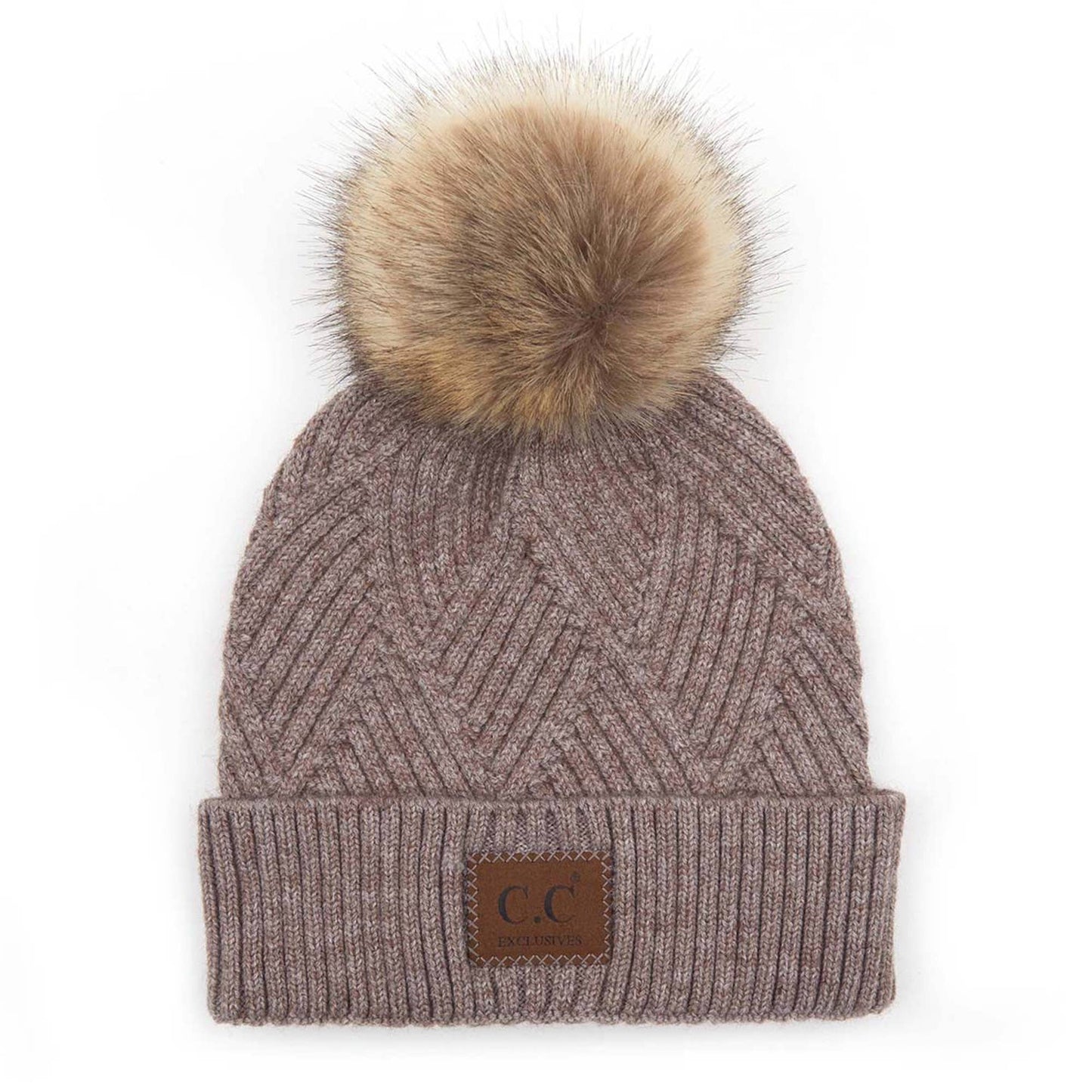 CC Criss-Cross Suede Patch Beanie