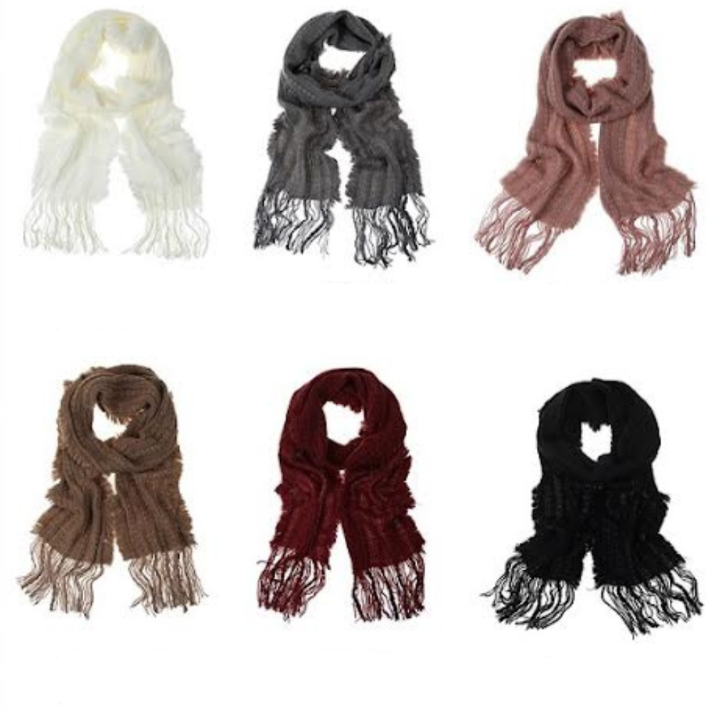 SOFT KNIT FRINGED BRAIDED OBLONG SCARF