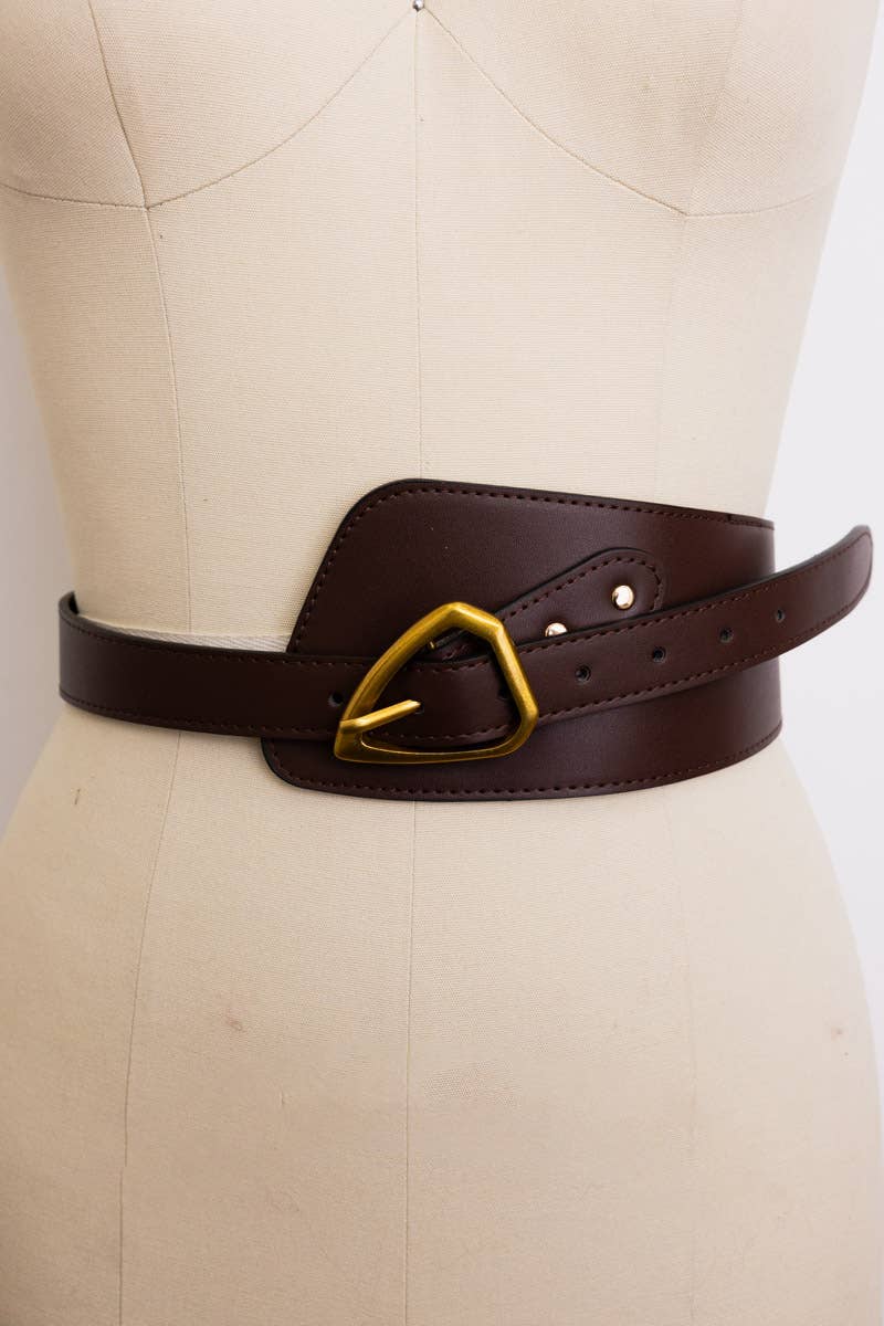 Asymmetrical Buckle Wide Waist Belt