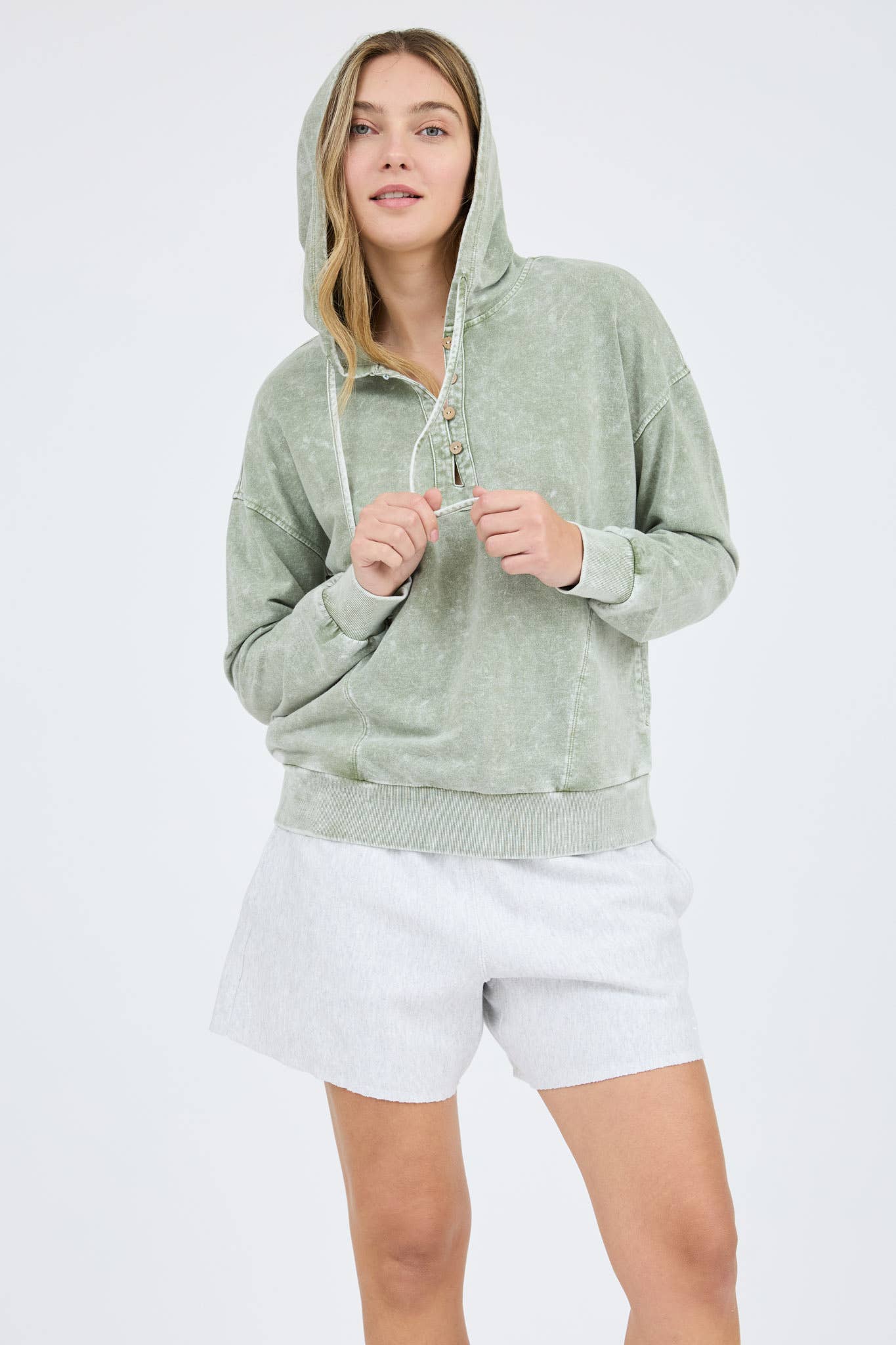 Washed Hooded Henley