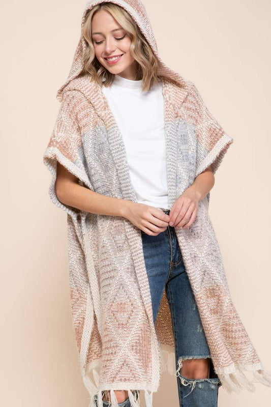 SHORT SLEEVE HOODED CARDIGAN