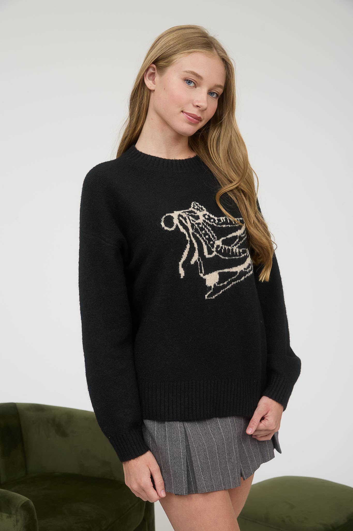 ICE SKATE JACQUARD KNIT PULLOVER SWEATER