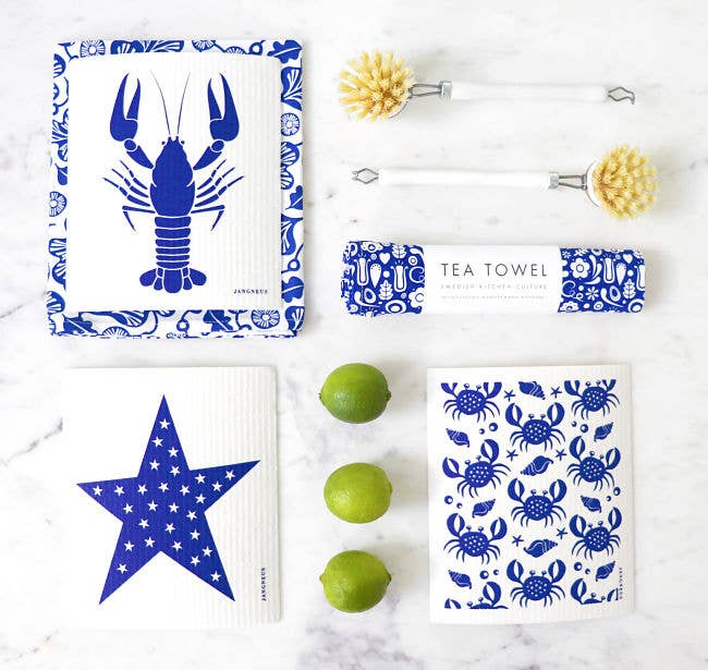 Swedish Dishcloth - Crabs - Blue