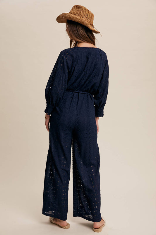 Eyelet Lace Wide Leg Jumpsuit