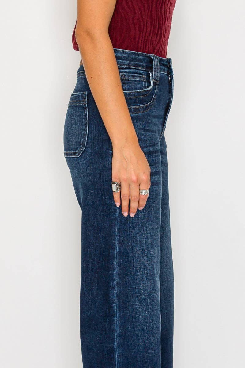 TUMMY CONTROL HIGH RISE A LINE WIDE LEG JEANS
