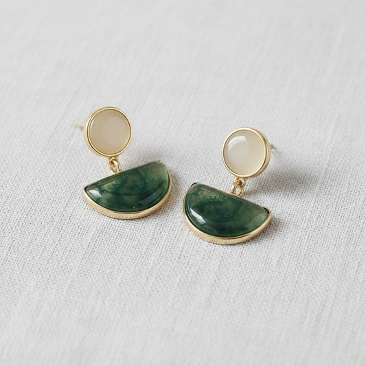 Green Acrylic Geometric Earrings