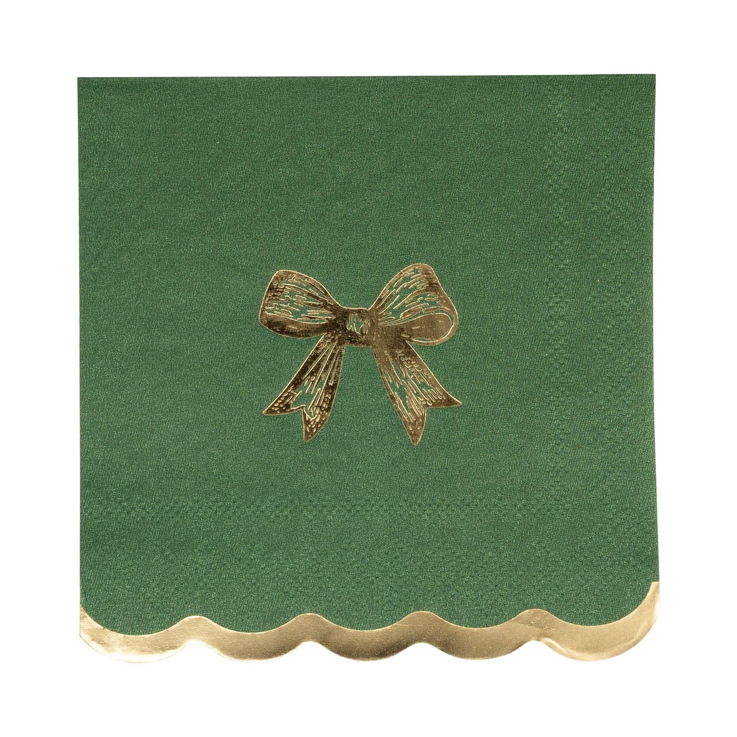 Gold/Green Bow Cocktail Napkin