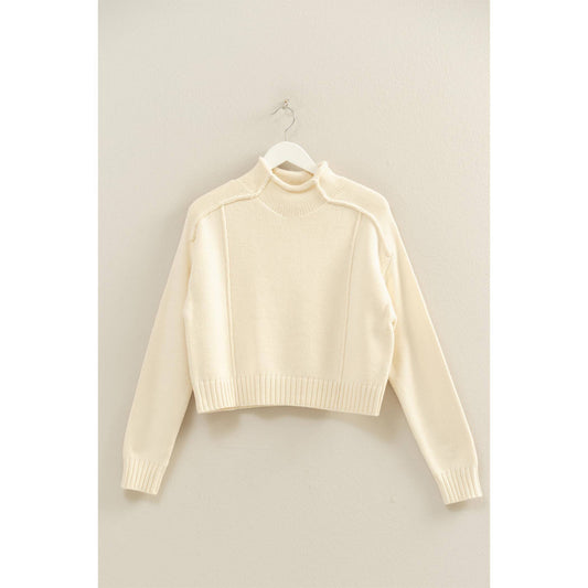 Mock Neck Ribbed Sweater