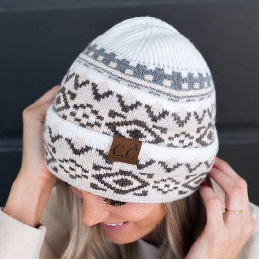 CC Cuffed Popular Pattern Beanie