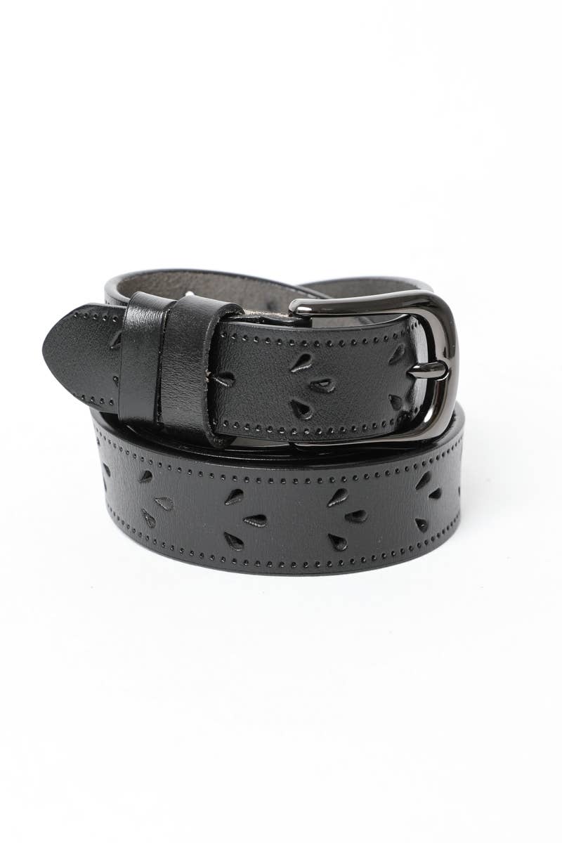 Leather Belt with Petal Design
