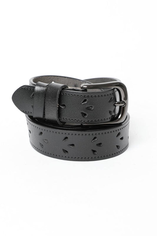 Leather Belt with Petal Design