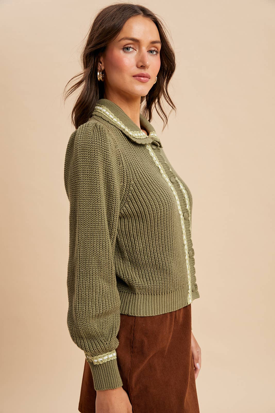 DOLL COLLAR KNITTED CARDIGAN