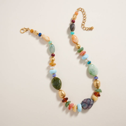 18 Inch Natural Mixed Marbled Ombre Necklace