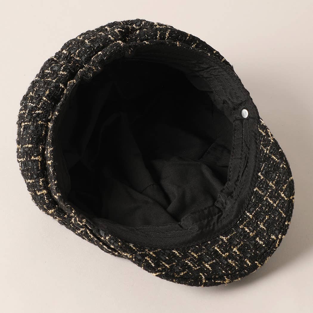 Tweed Plaid Cadet Newsboy Cabbie Cap