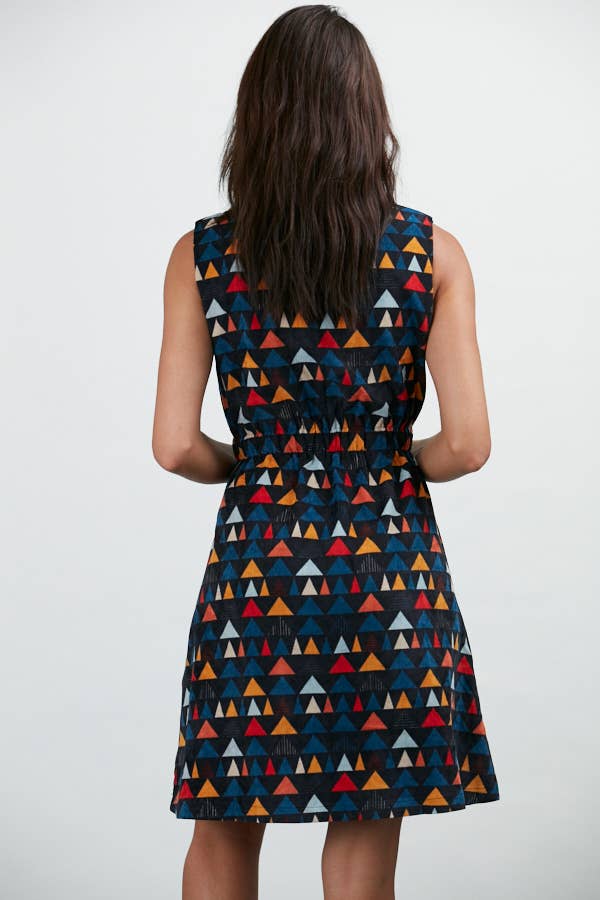 Triangle Print Corduroy Dress