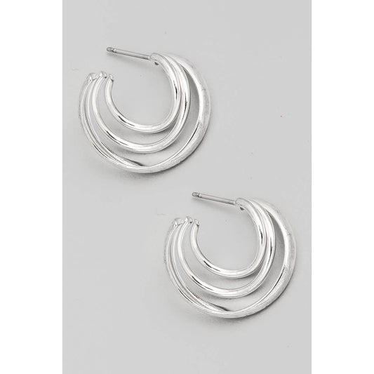 Triple Layered Metallic Hoop Earrings