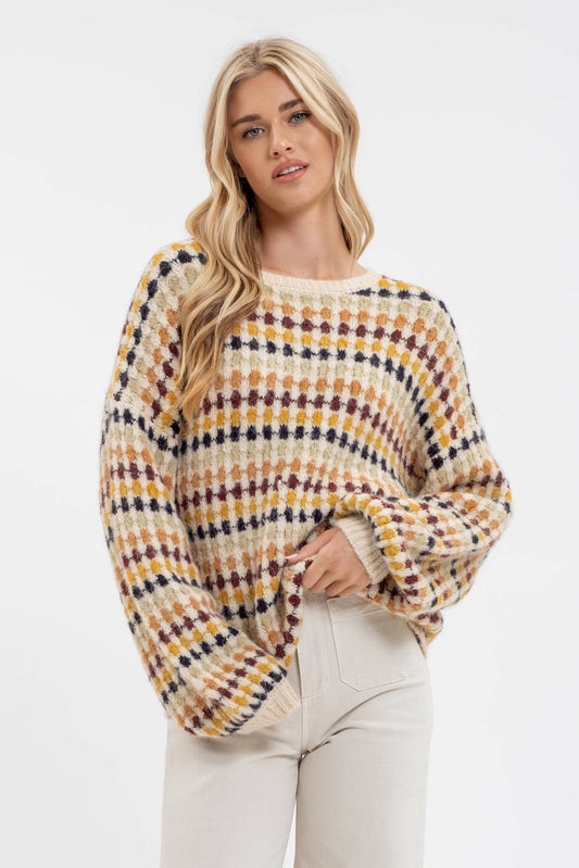 Mulitcolor Knit Pullover Sweater