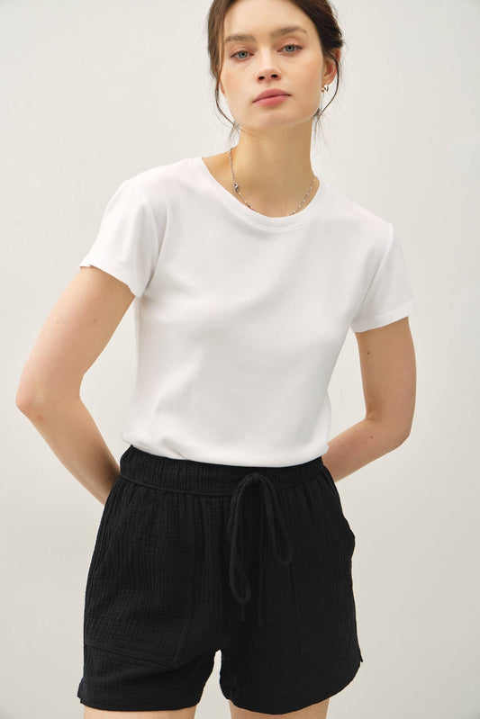 CLASSIC CUT COTTON GAUZE SHORTS