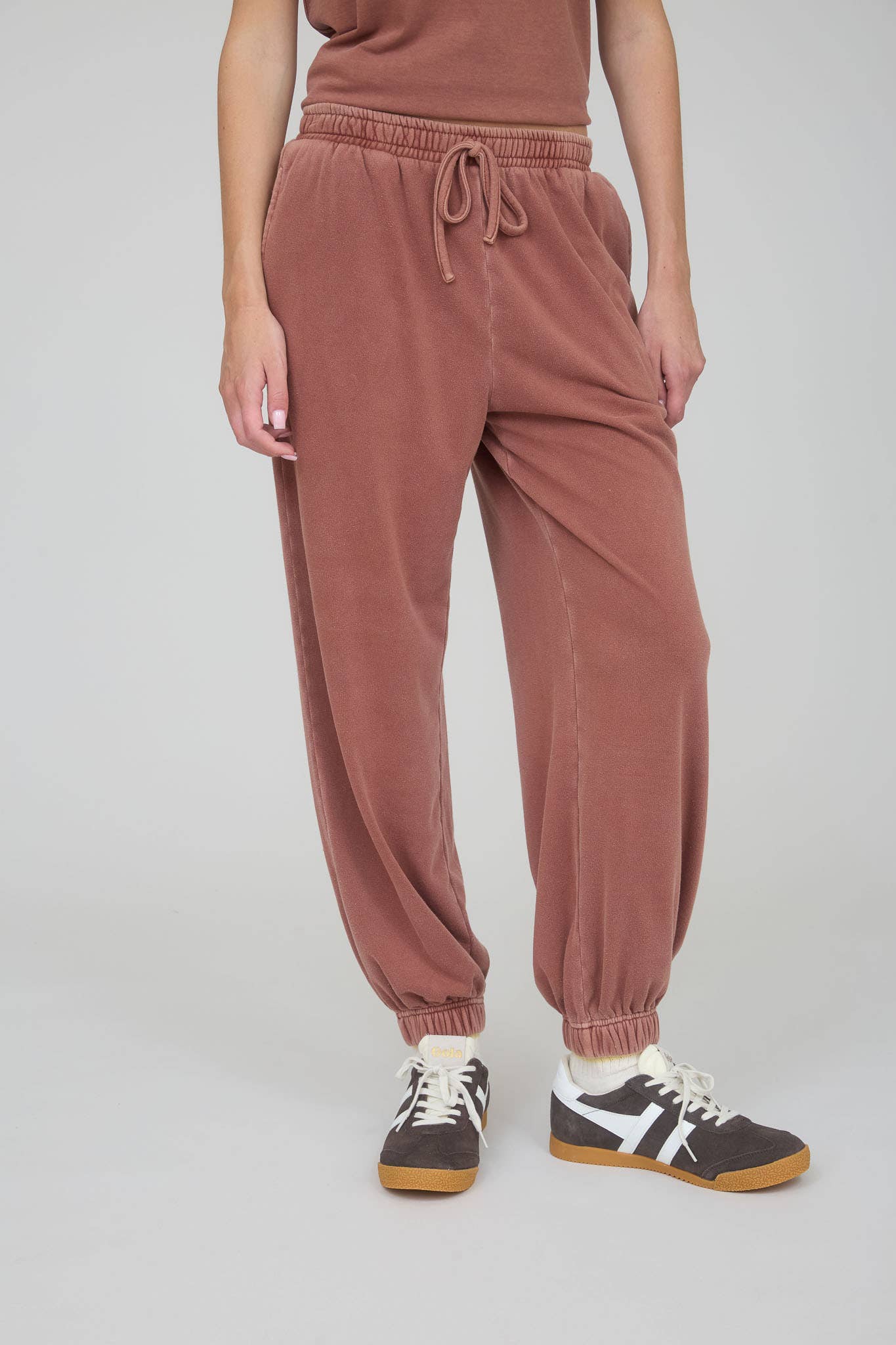 WASHED DRAWSTRING WAIST JOGGERS