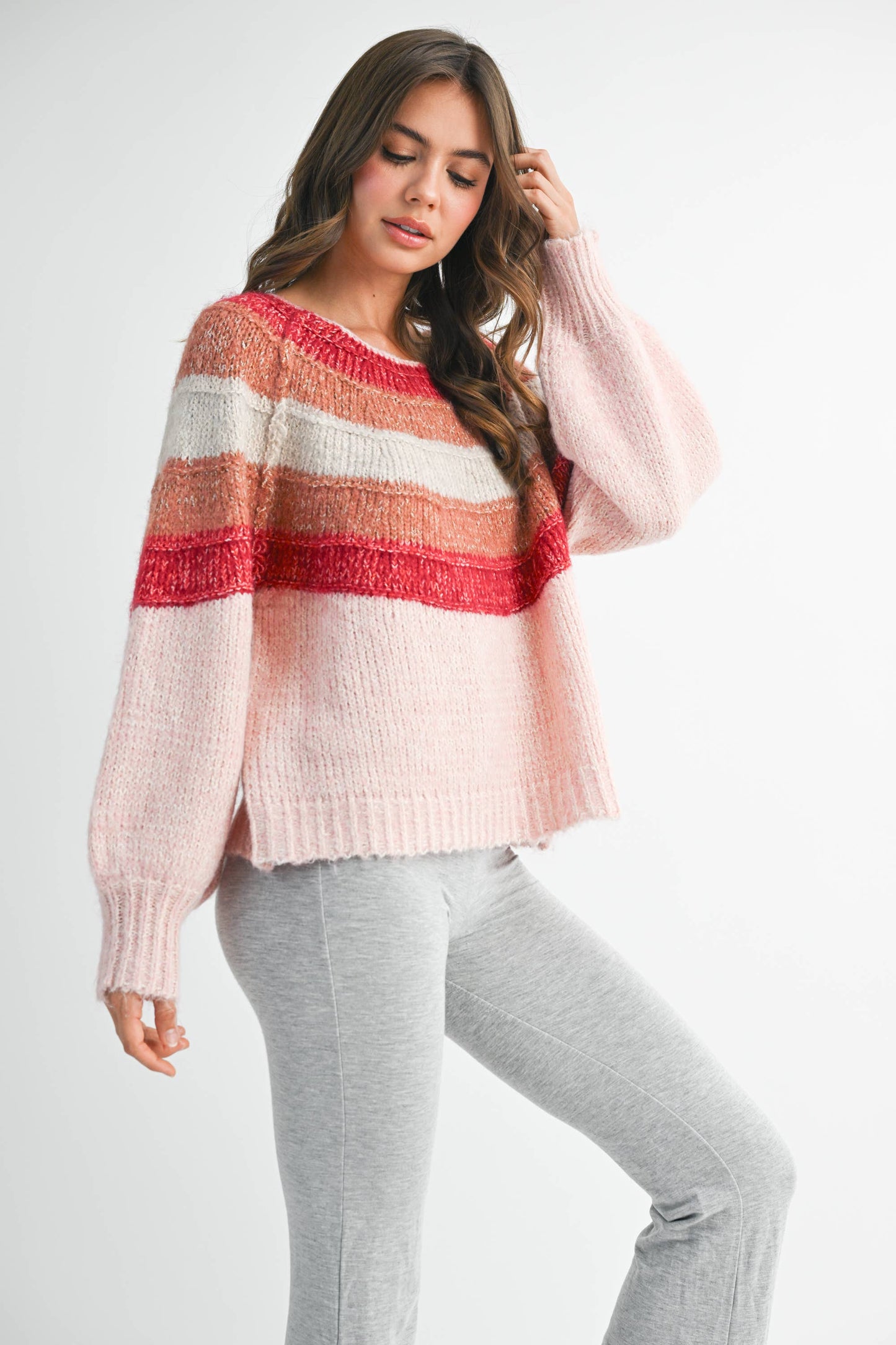 Striped Chunky Knit Pullover Sweater