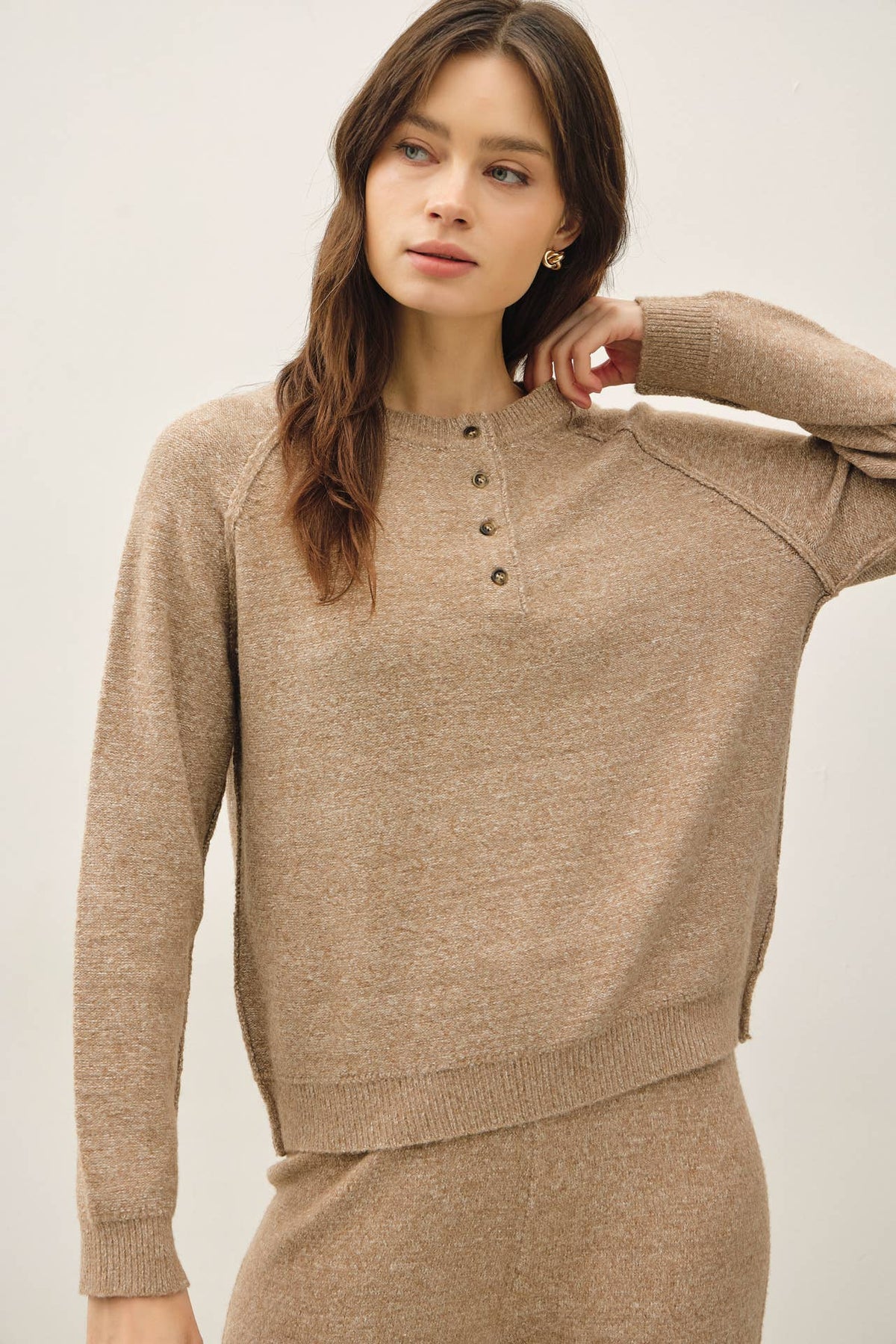 ALPINE ULTRA COZY HENLEYED SWEATER TOP