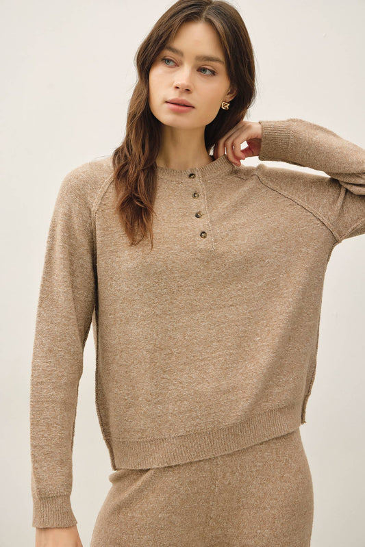 ALPINE ULTRA COZY HENLEYED SWEATER TOP