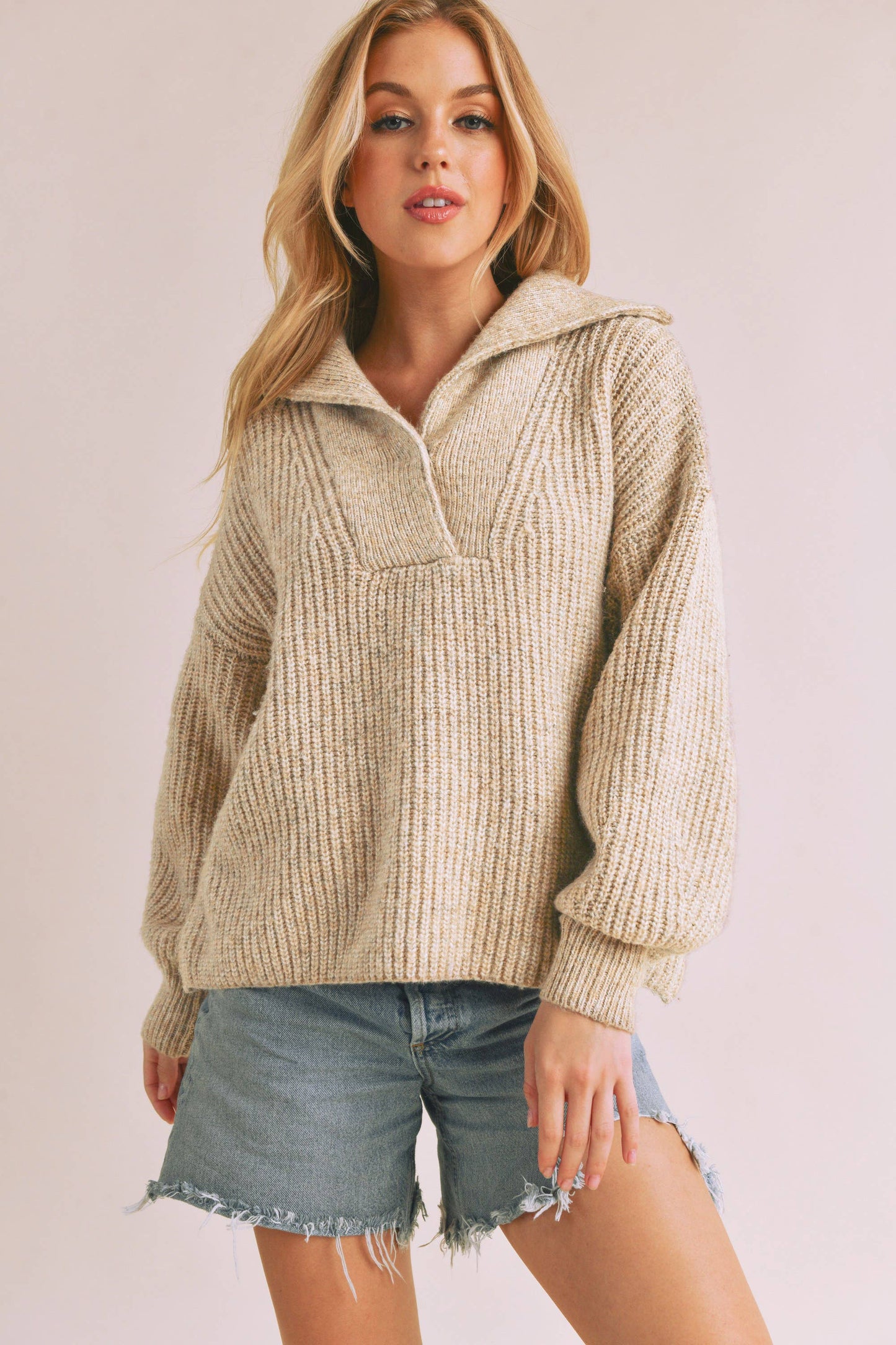 Split Neck Wide Collar Sweater