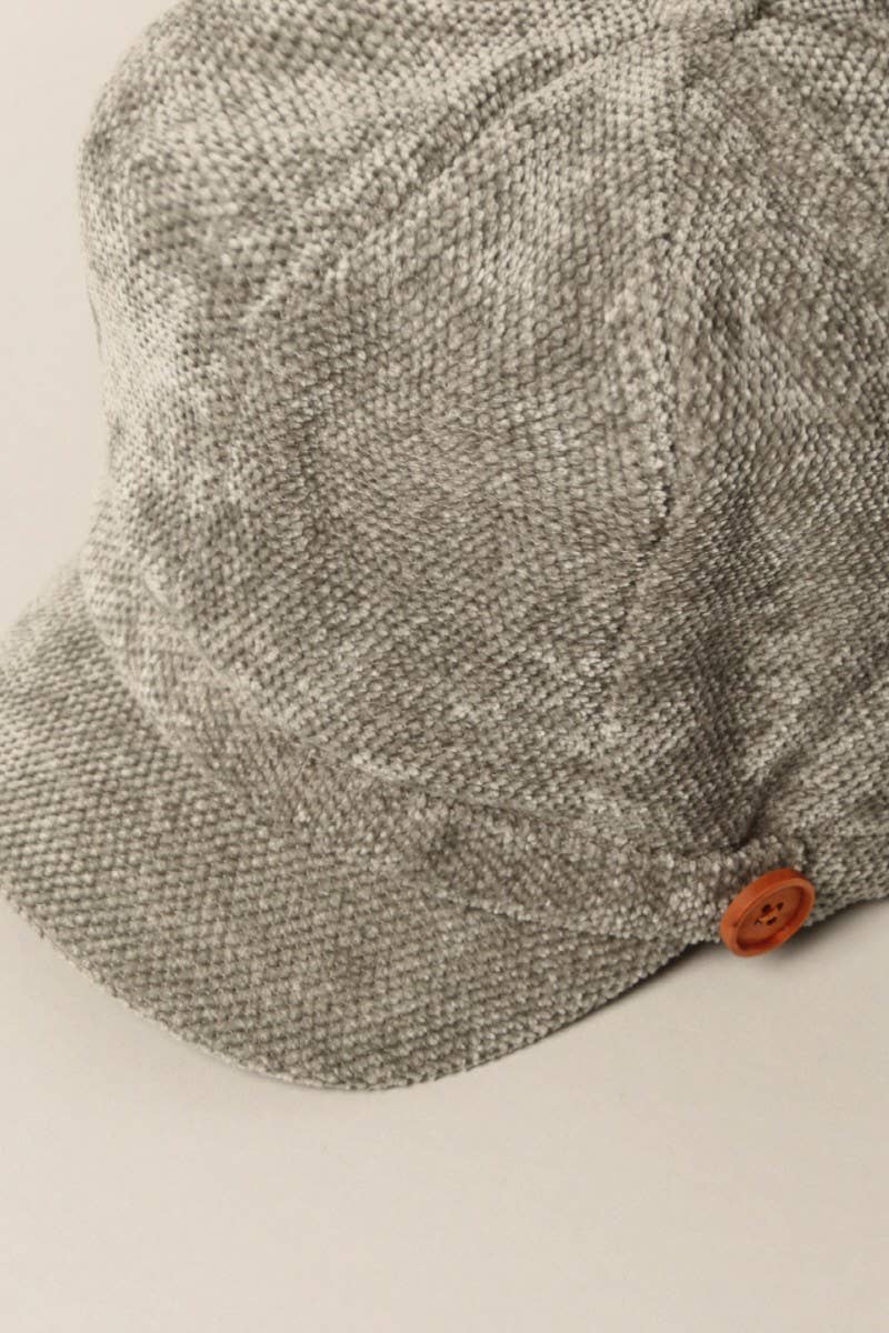 Chenille Cabbie Hat with Elastic Back