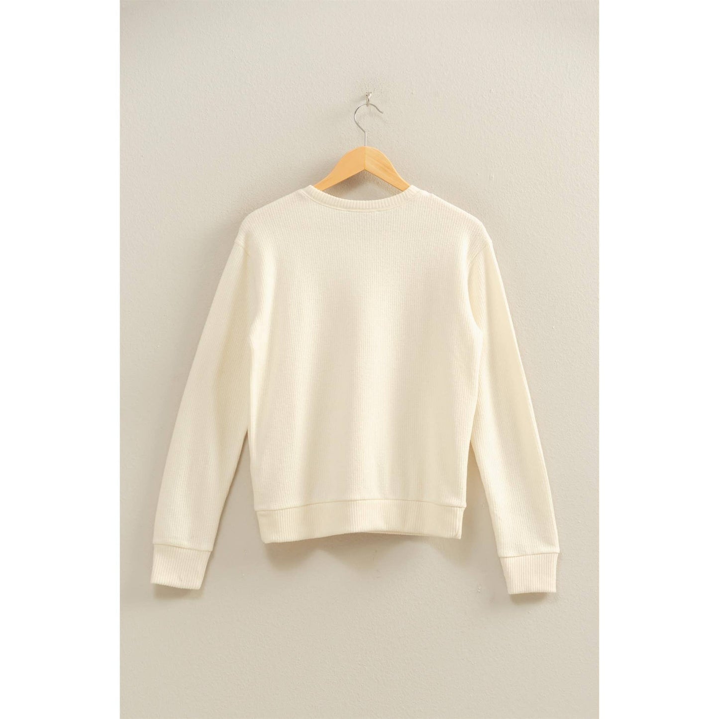 Brushed Waffle Crew Neck Long Sleeve Top