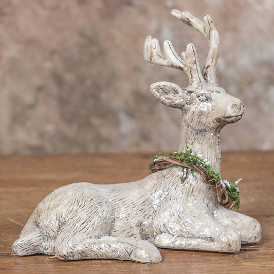 RESTING DEER WITH WREATH