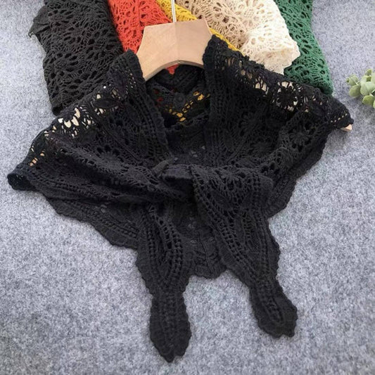 Lace Hollow-Out Shoulder Triangle Scarf