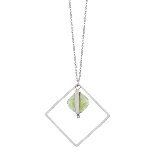 Pendant Necklace 18" Silver Rolo Sea Glass Beach Jewelry
