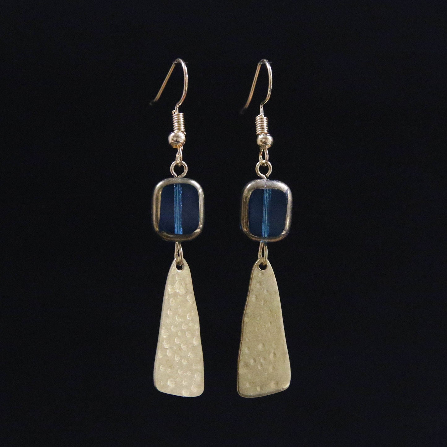 Green Glass Stone Abstract Drop Earrings