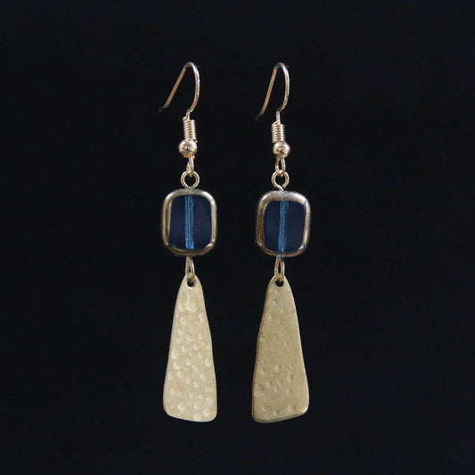 Green Glass Stone Abstract Drop Earrings