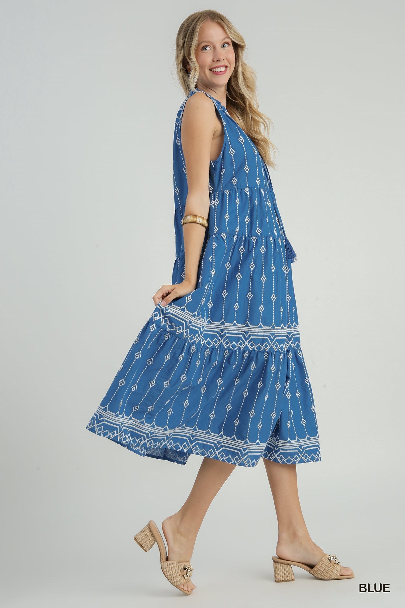 Sleeveless Embroidered Cotton Maxi Dress