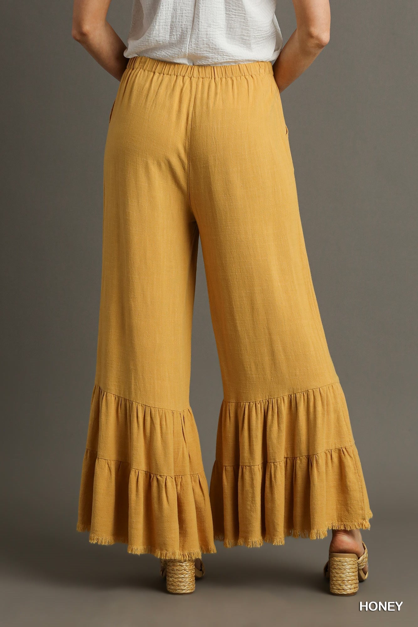 Linen/Cotton Blend Wide Leg Pant