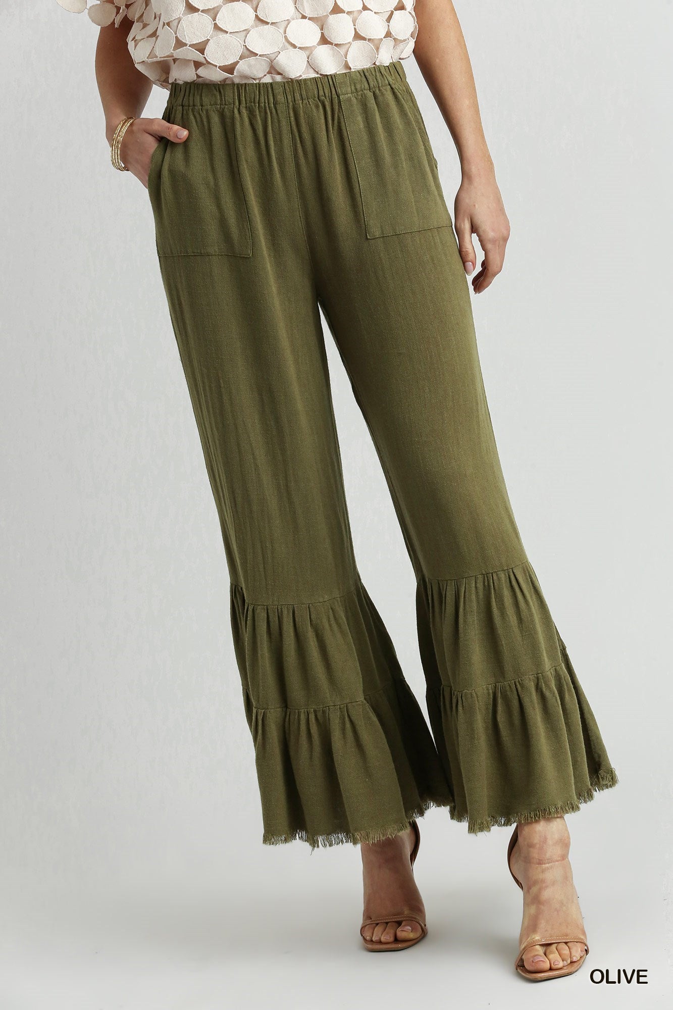 Linen/Cotton Blend Wide Leg Pant