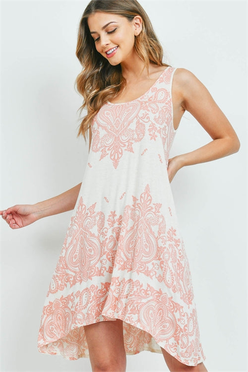 Oatmeal and Coral Swing Dress
