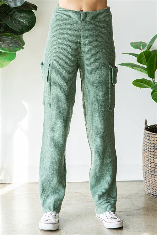 High Waist Knit Side Pocket Pants