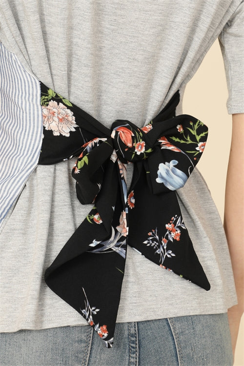 Attached Floral Tie Top