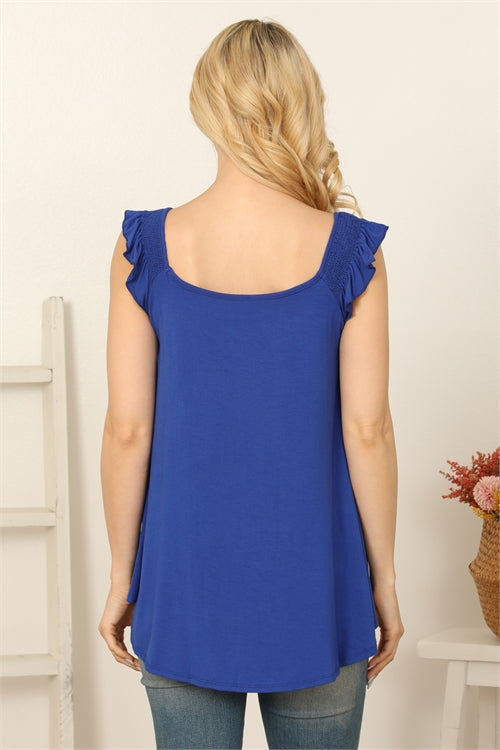 Ruffled Cap Sleeve Tank