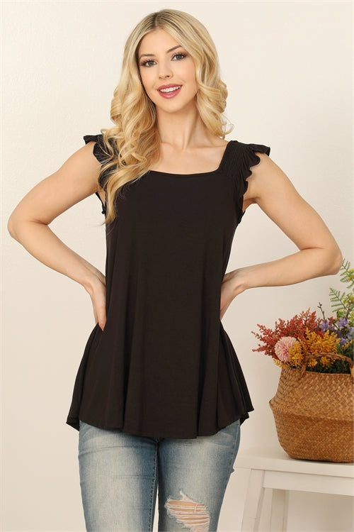 Ruffled Cap Sleeve Tank