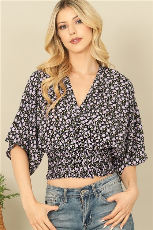 Floral Print Dolman Sleeve Top