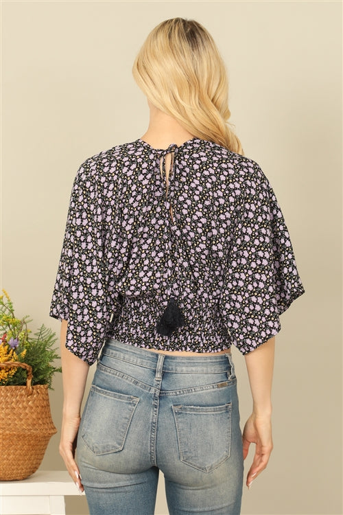 Floral Print Dolman Sleeve Top