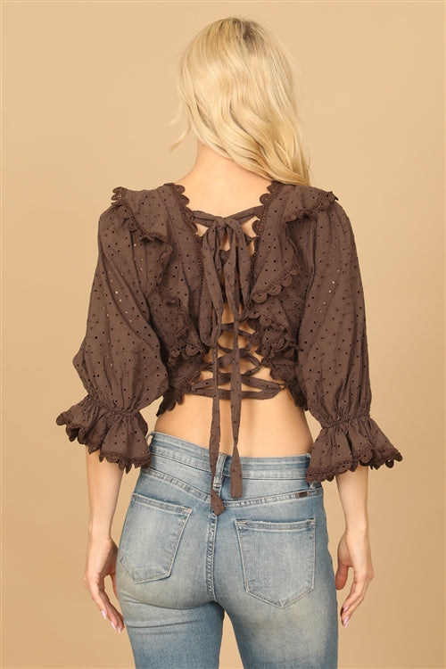 Lace Up Eyelet Top