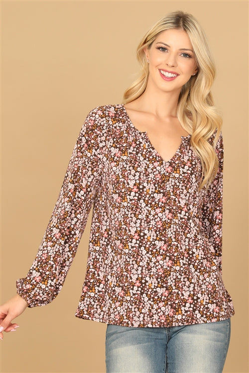 Ditsy Floral Long Sleeve Top