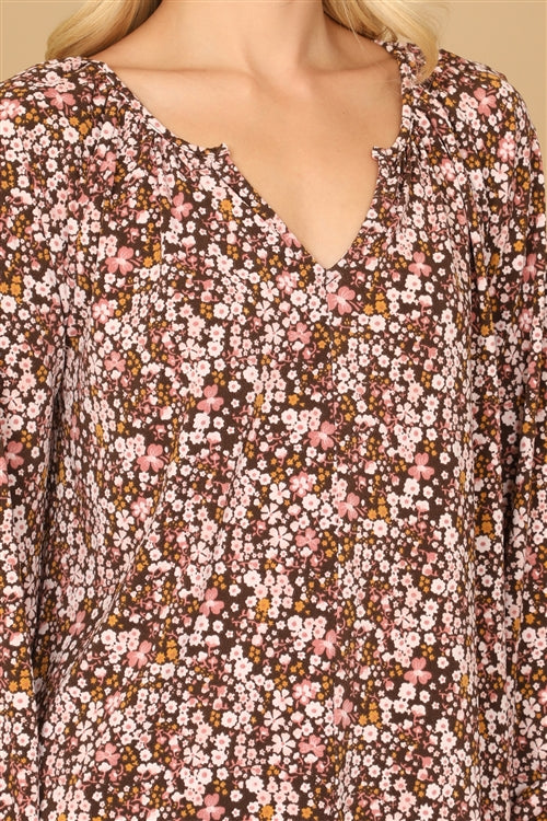 Ditsy Floral Long Sleeve Top